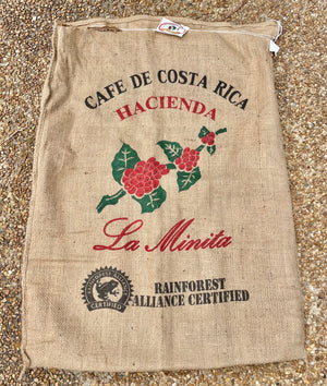 Rare Authentic Hacienda La Minita Costa Rican Coffee Burlap/Jute Sack